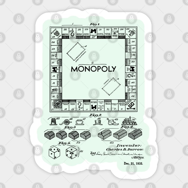 Monopoly Boardgamer Gift Patent Print Sticker by MadebyDesign